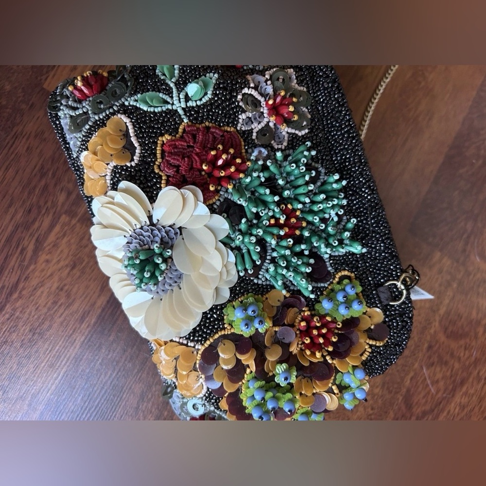 Zara adorable Beaded Chain Shoulder Bag Purse in Multicolor flower detail NEW - Picture 13 of 17